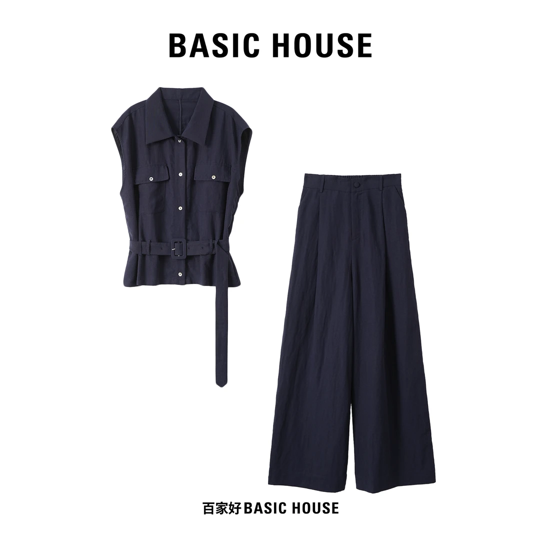Basic House/百家好2025夏季新款轻奢绑带无袖款套装H612 XY