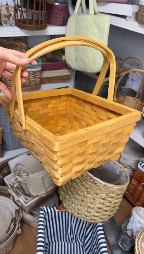 微瑕捡漏水杉木双提篮小方框