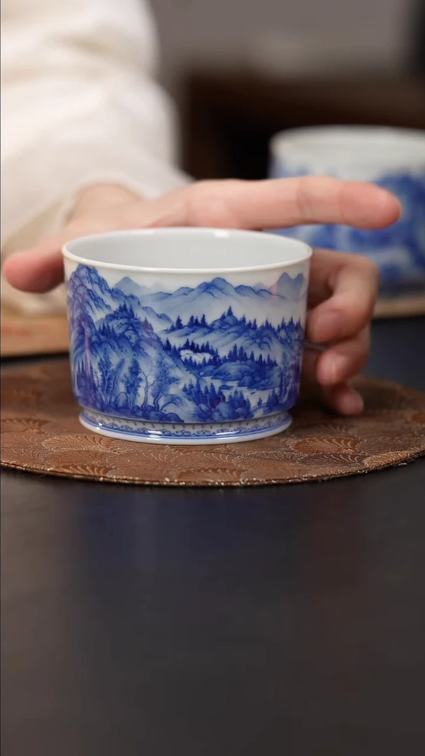 【闪购商品】杯看山柴窑青花浔阳八景