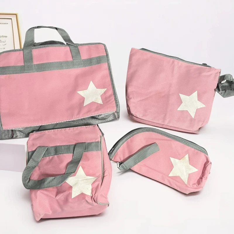 E5302 粉色五角星四件套组合包包(瑕疵，发黄)