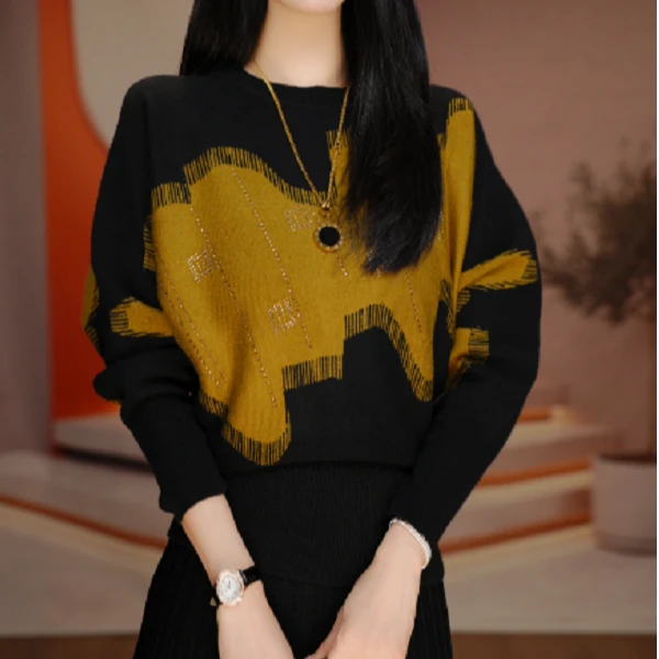 素曼 秋季新款含棉羊毛衣针织毛线衣柔软保暖百搭上衣V25C562