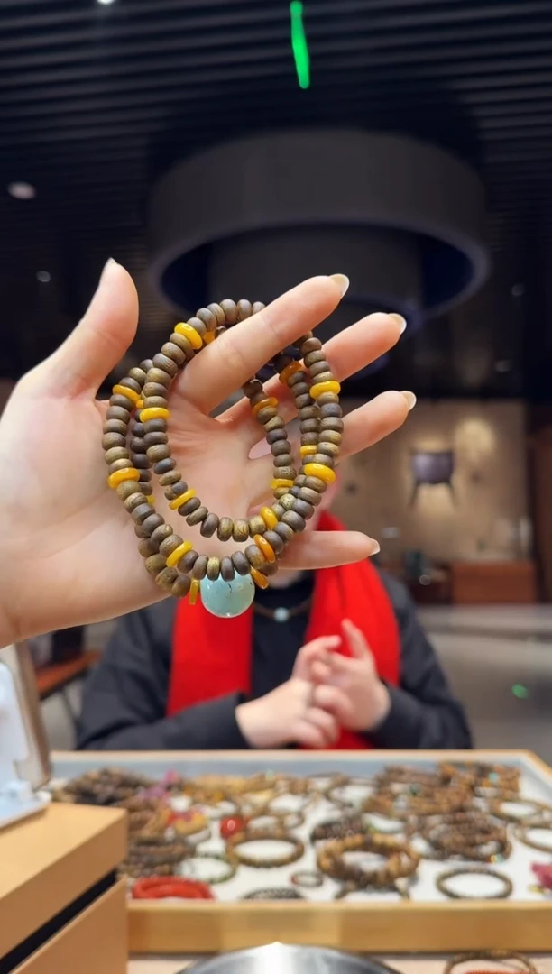 【闪购商品】沉香手串海南莺歌绿棋多圈苹果珠