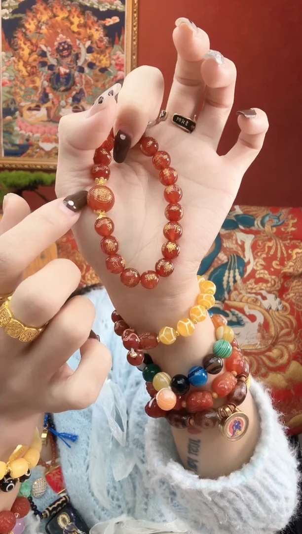 未镶嵌手串玛瑙/玉髓太太十二生肖手串