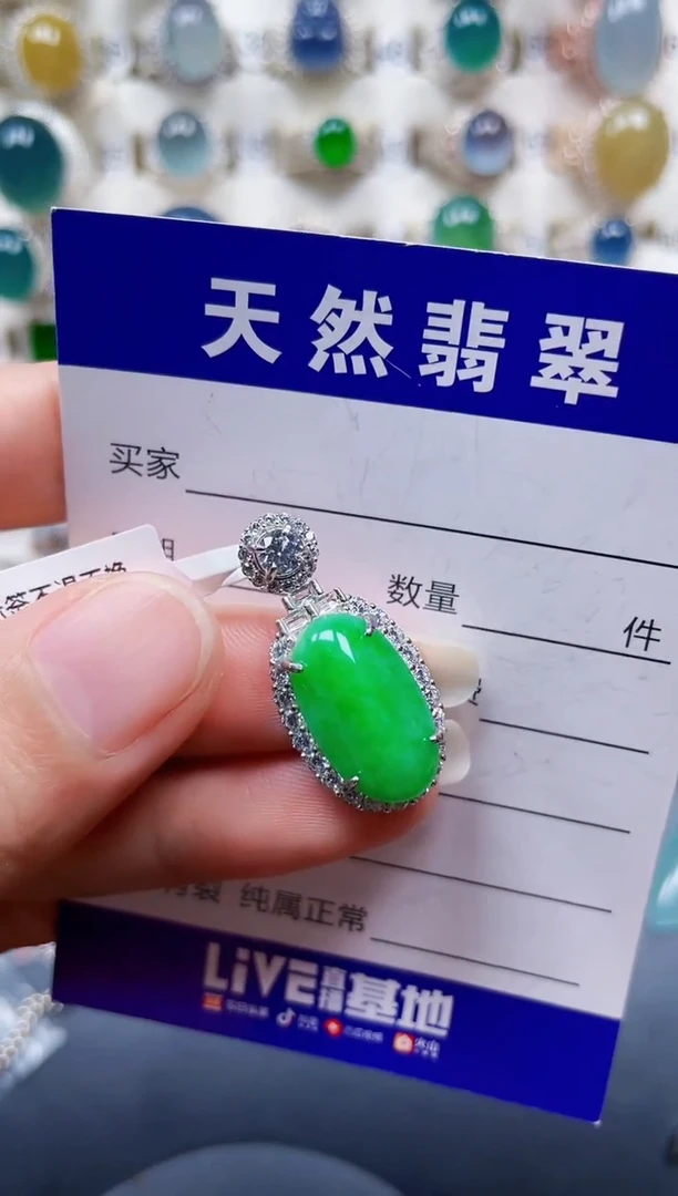 颈饰银S925镶嵌翡翠351