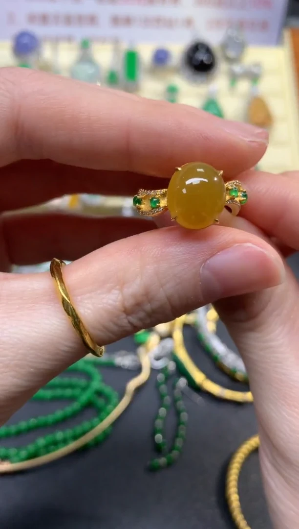 翡翠戒指18K金镶嵌戒指|6900+690