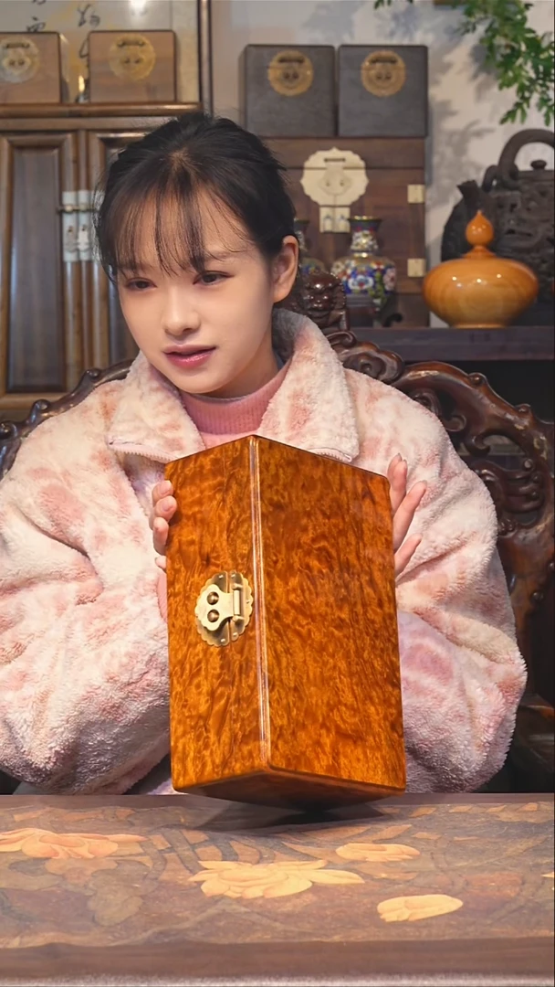 金丝楠小叶桢楠【56】苏工榫卯精工首饰盒 满花顶板