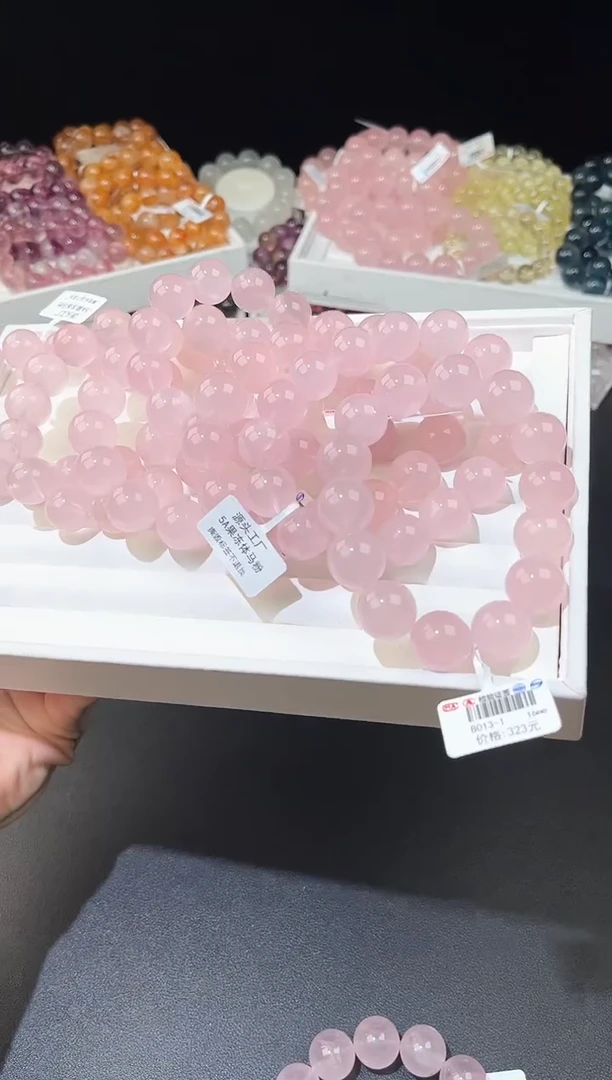 【闪购商品】水晶手链未镶嵌多样性发一粉晶16mm