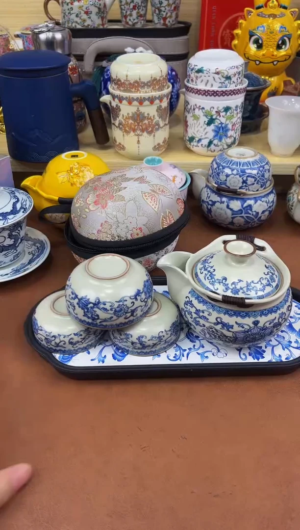 陶瓷茶具摆件旅行套组