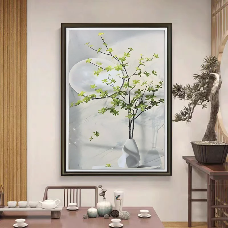 Y99绿植时尚餐厅客厅床头轻奢挂画装裱实物鎏金画装饰画