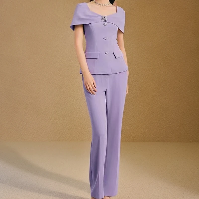 GXO夏季新品心形领钻扣压褶盖袖设计套装TZ0028