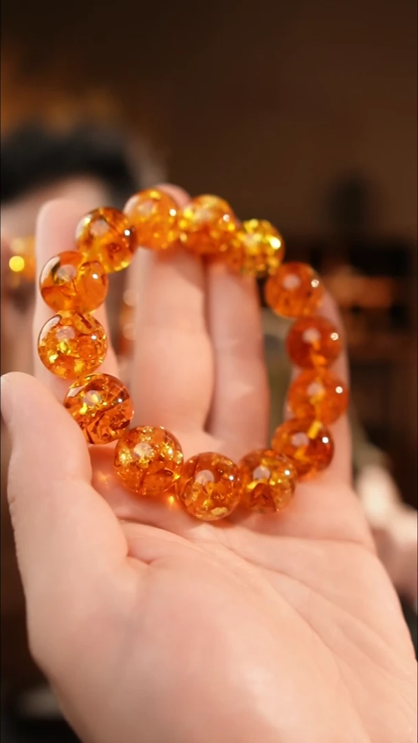 琥珀颈饰未镶嵌16+花珀手串