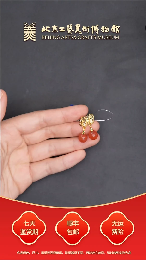 南红玛瑙耳饰银S925镶嵌B0706GMD452（多样性发货）耳坠