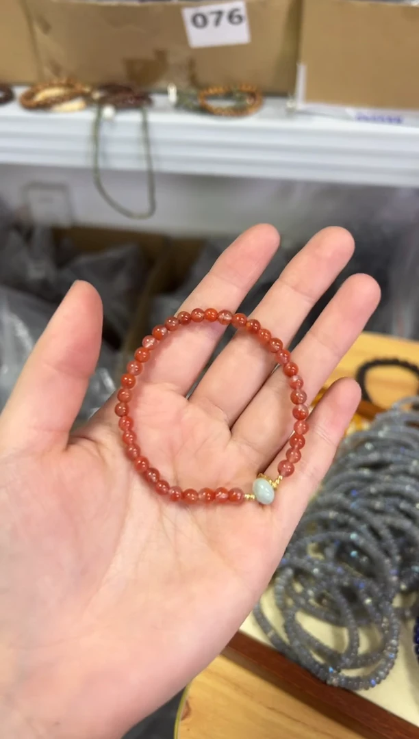 【闪购商品】南红玛瑙手链银S925镶嵌飘花南红玛瑙银手链[0397]