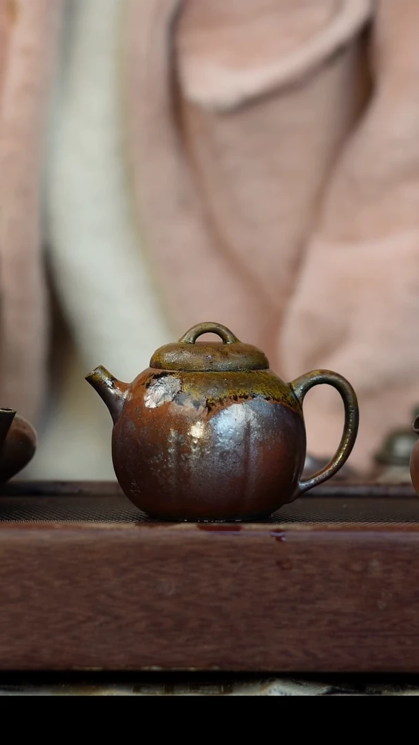 茶壶紫砂柴烧紫砂 天青海棠180cc