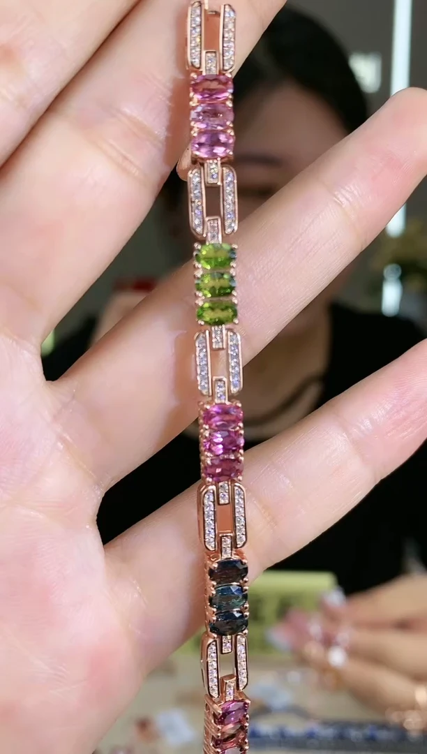 【闪购商品】碧玺手链银S925镶嵌手链