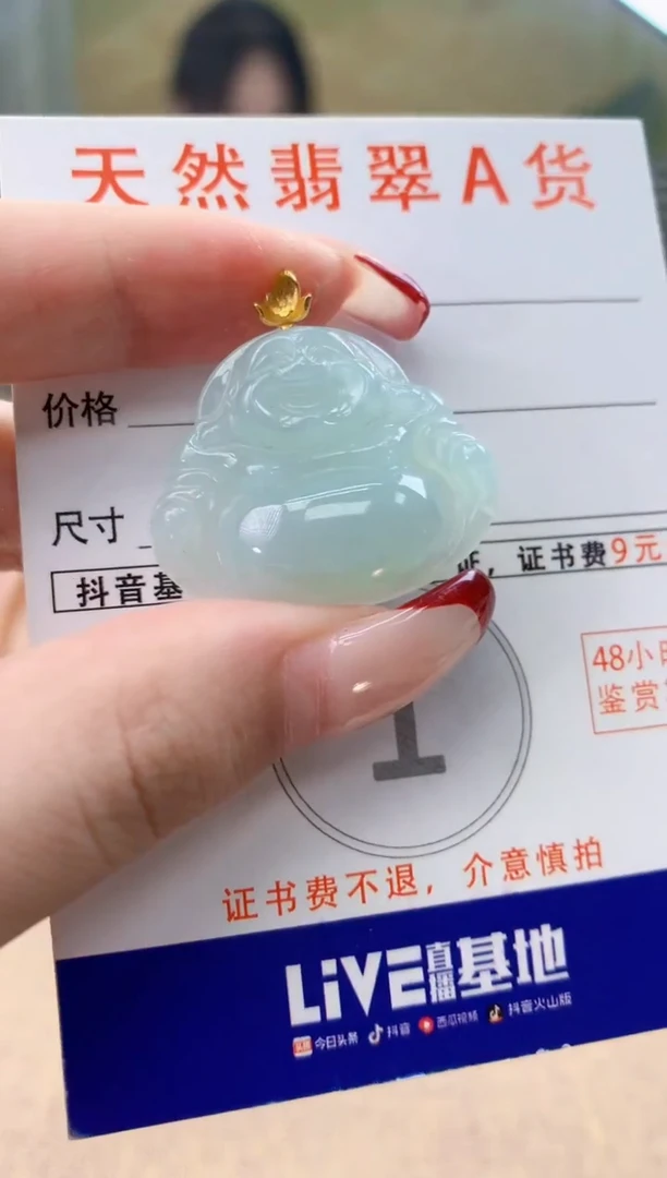 颈饰18K金镶嵌翡翠天然A货翡翠挂件