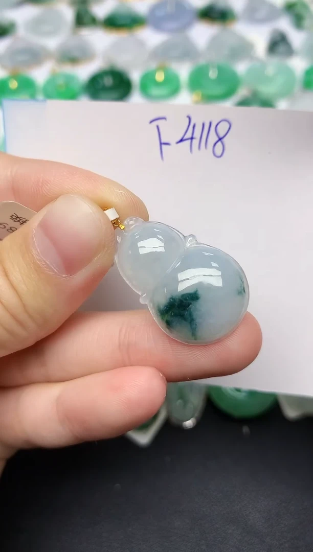 颈饰18K金镶嵌翡翠天然缅甸A货翡翠百元以上9元证书费自理