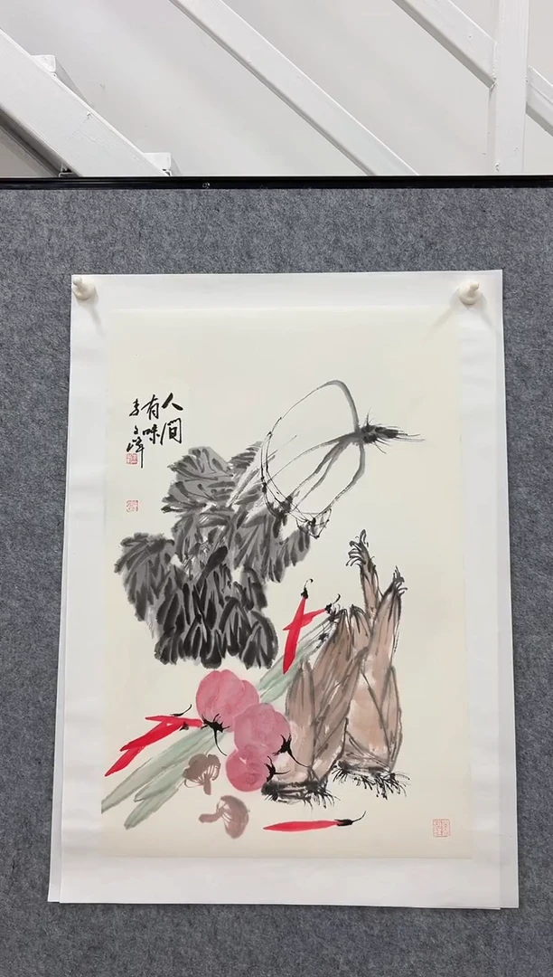 国画李文峰四尺三开花鸟