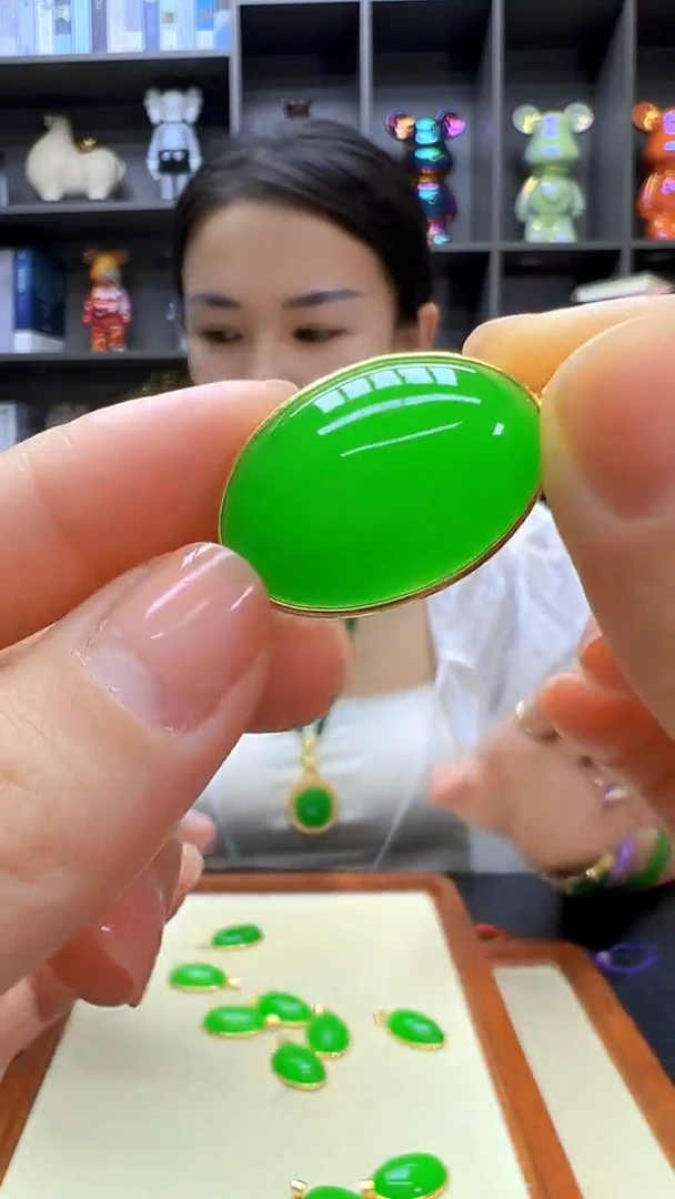 翡翠14K金镶嵌颈饰沉白diy劲饰