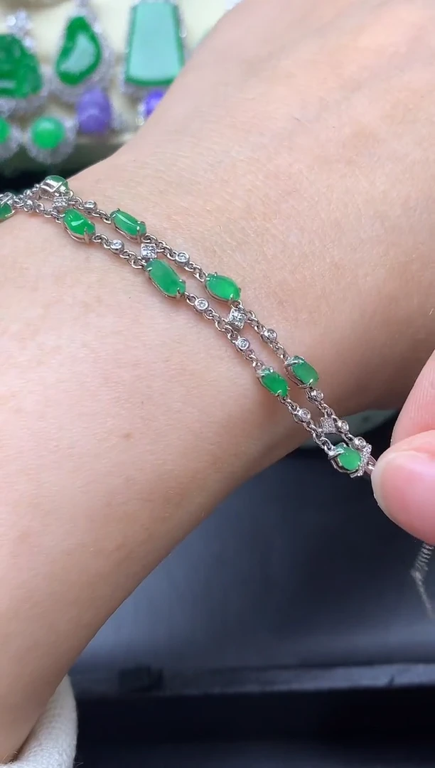 18K金镶嵌手链翡翠517-中国好珍宝