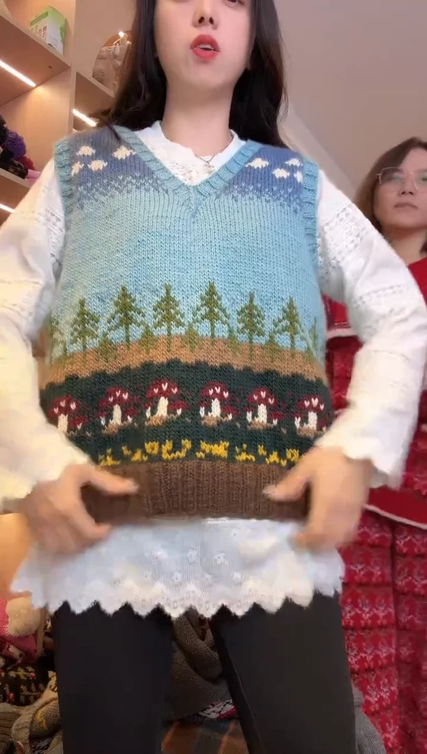 纯棉百羊毛蘑菇马甲