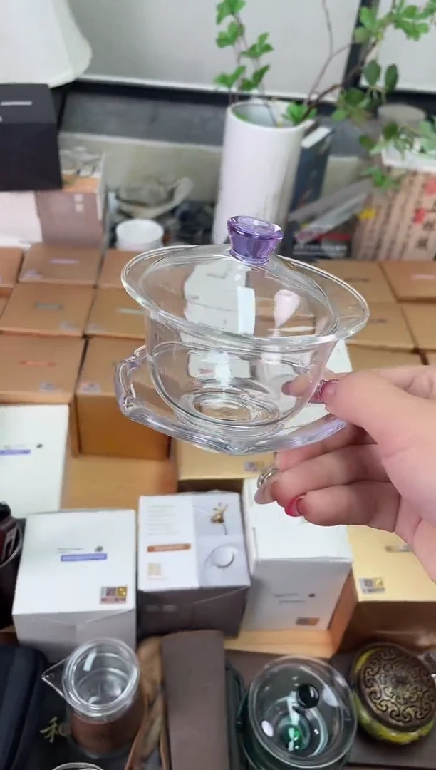 禾器/禅语盖碗/浅紫