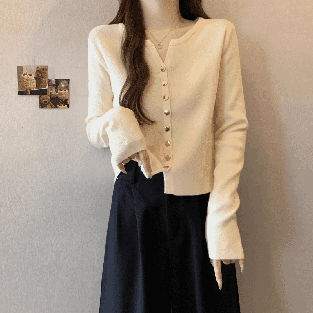 复古别致V领针织开衫2025秋冬气质打底上衣女装螺纹外搭长袖爆款