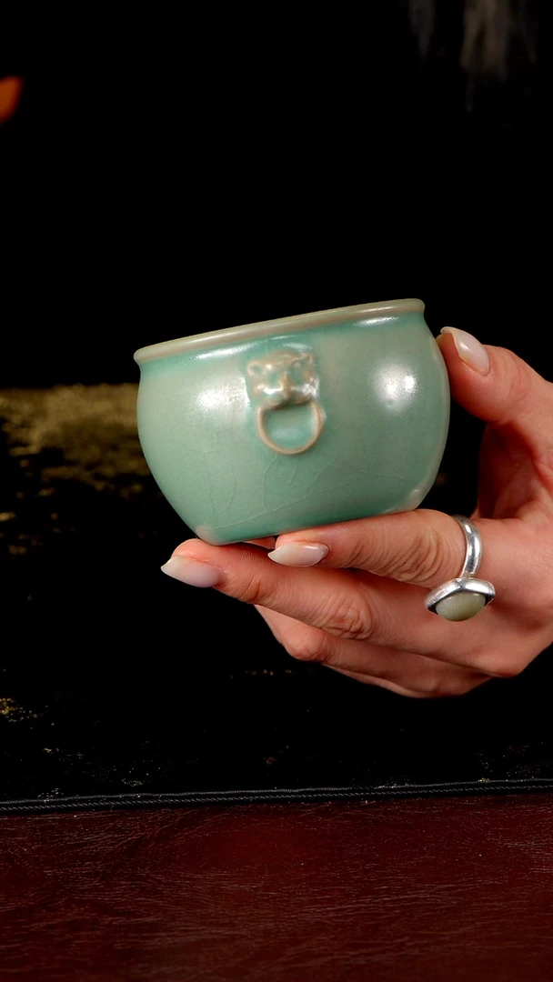 杯柴烧虎头缸杯 王君子章款