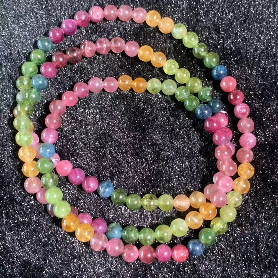 正宗碧玺巴西彩虹碧玺三圈手串4M+天然色标手链碧玺（多样式发一）