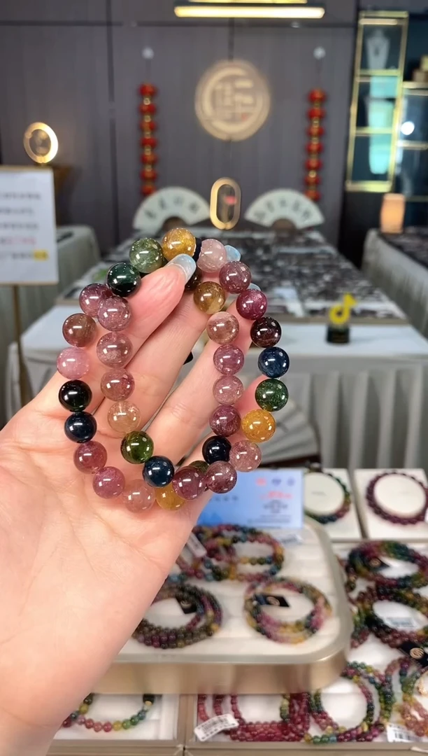 未镶嵌老矿碧玺色标彩虹单圈手串10mm+碧玺多样性发一条mz