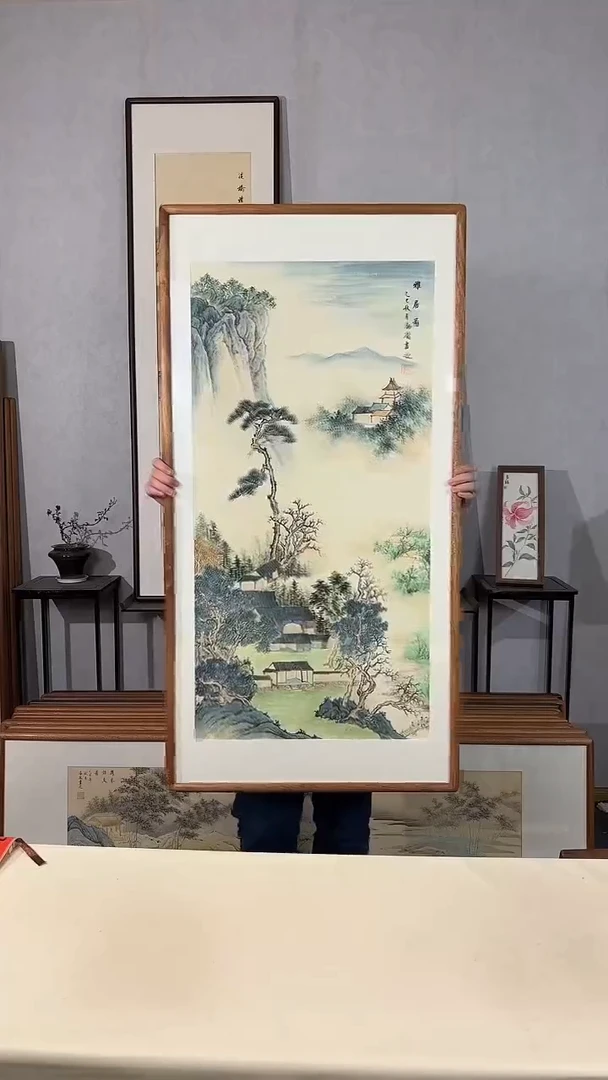 国画手绘*雅居图*62*122cm带框发货