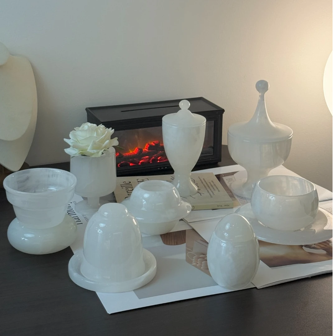 天然大理石白玉轻奢家居家用创意简约网红客厅摆件