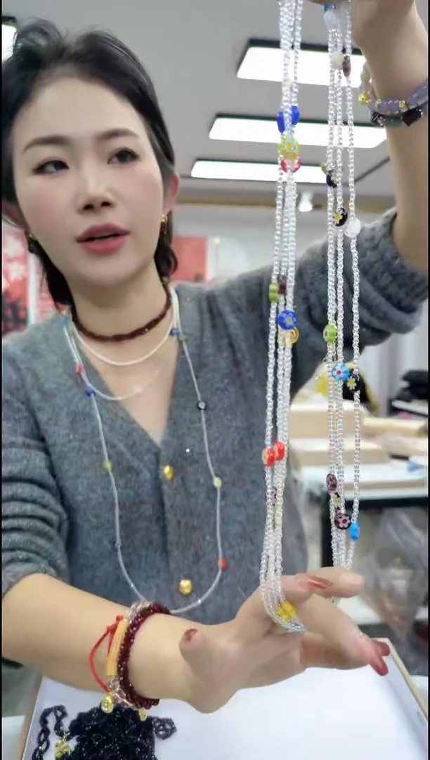 【闪购商品】尖晶石颈饰合金1494白色毛衣链