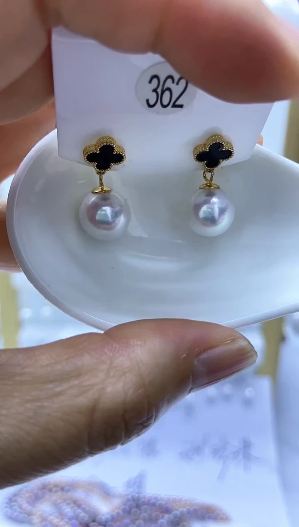 银S925镶嵌耳饰淡水珍珠362