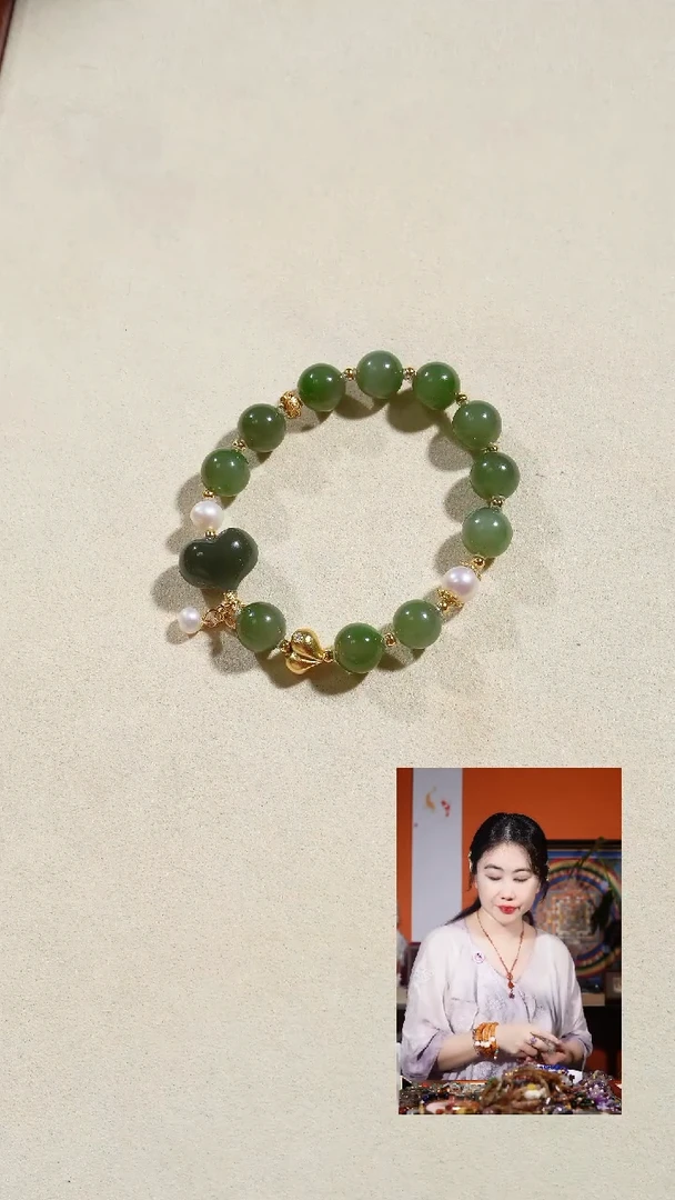 银S925镶嵌手链和田玉碧玉烟紫灰手链