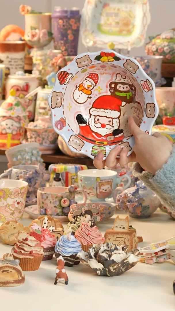 摆件陶景德镇釉下彩手绘设计师款陶瓷