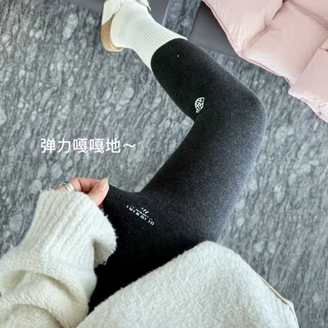 OIIORIRI官方授权 小地球印花坑条打底磨毛打底裤外穿紧身裤25冬