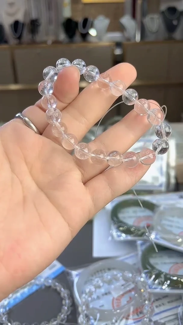 未镶嵌手链水晶9-10mm白水晶手串