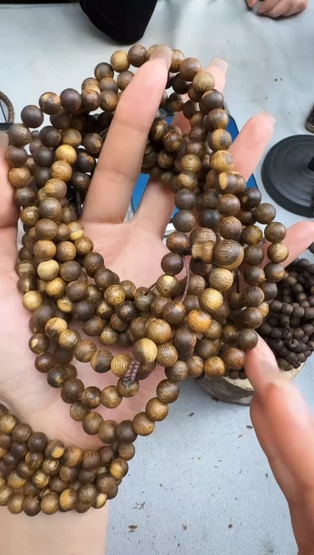 沉香手串0821虎斑棋圆珠多圈多样性发一