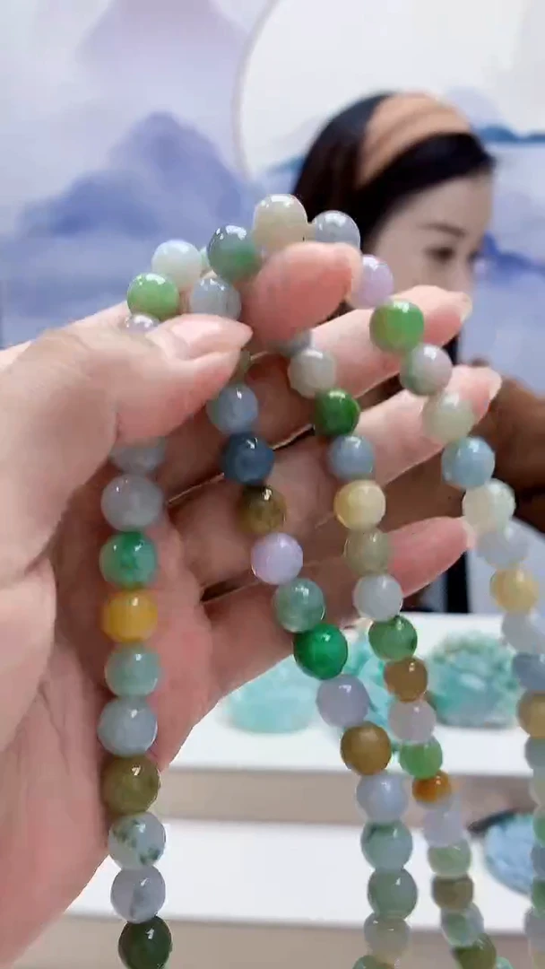 未镶嵌定制翡翠4852MM-毛货珠链114