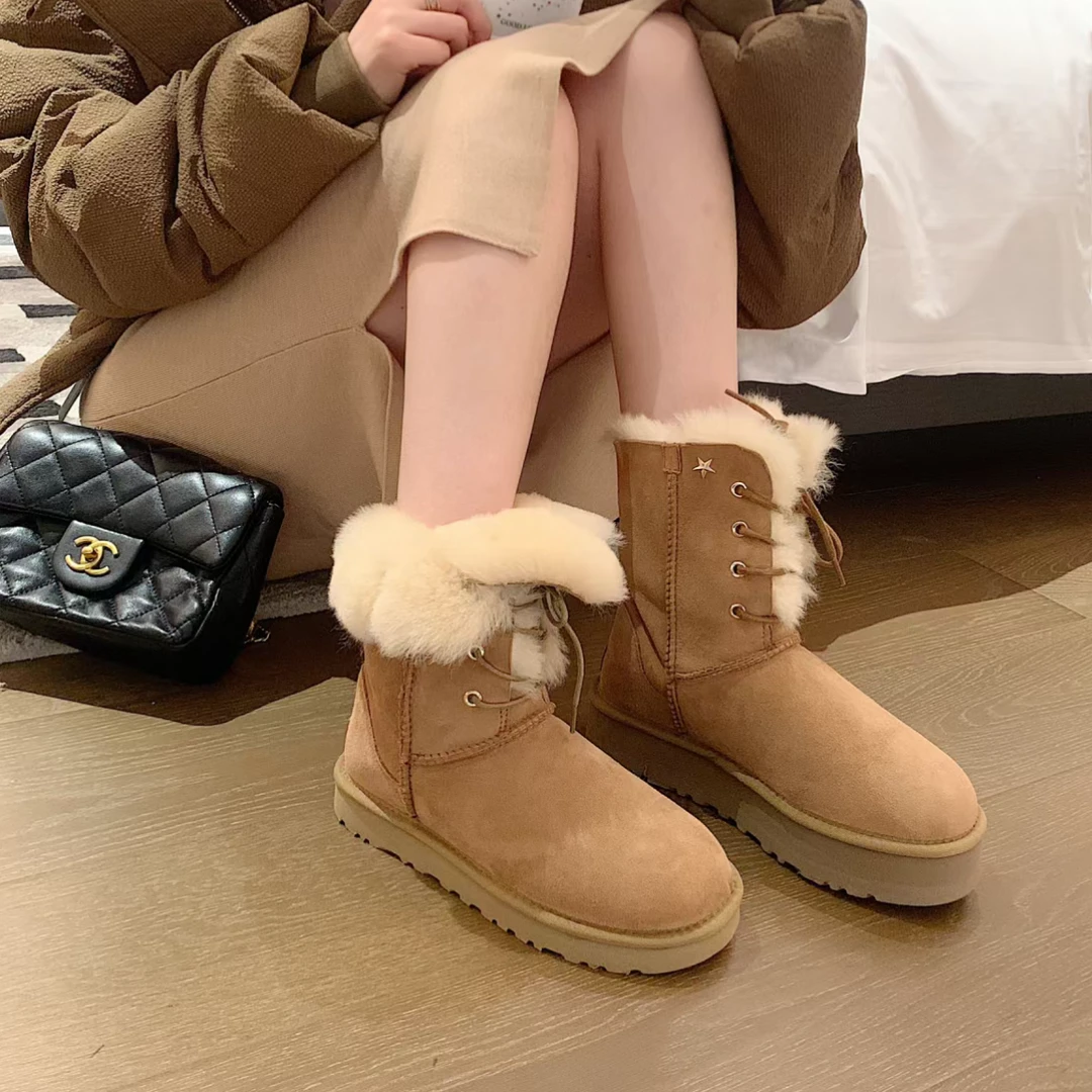 【女神厚底】桑坡皮毛一体女神厚底2024新款爆款增高时尚秋冬雪地靴