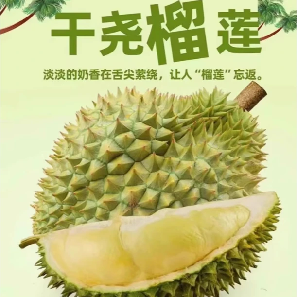 越南进口新鲜树熟干尧榴莲纯肉2斤核大榴莲同城送干尧越南