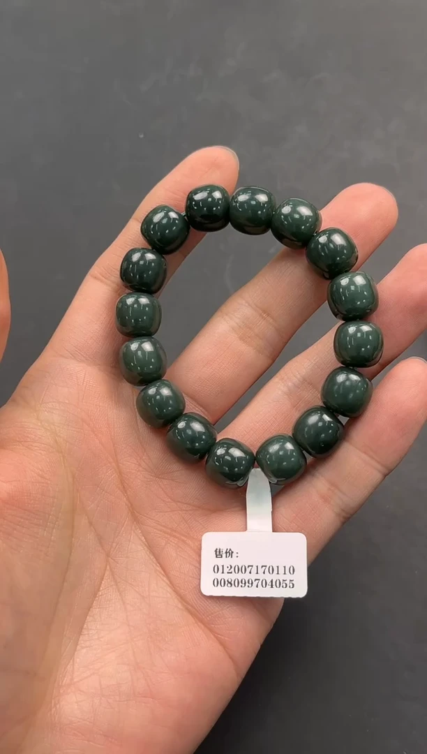 未镶嵌手串和田玉和田青玉老型珠手串卡12微色差