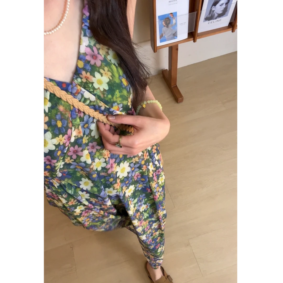 2025春夏上新绿意盎然小雏菊向阳花ins风森系仙女吊带裙