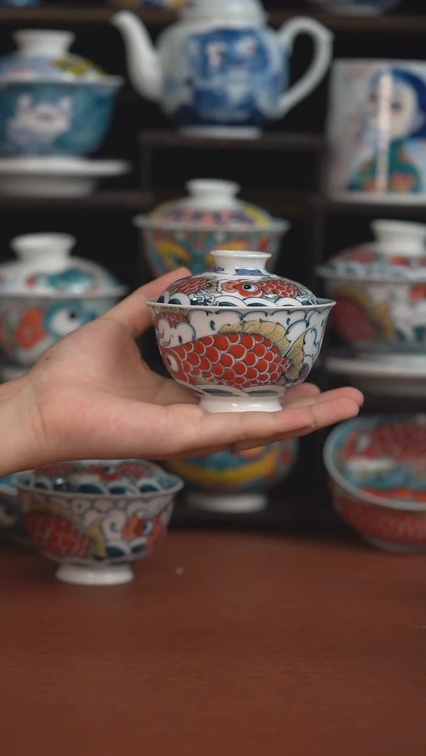 老师作品九鱼二才盖碗（微瑕福利 ）