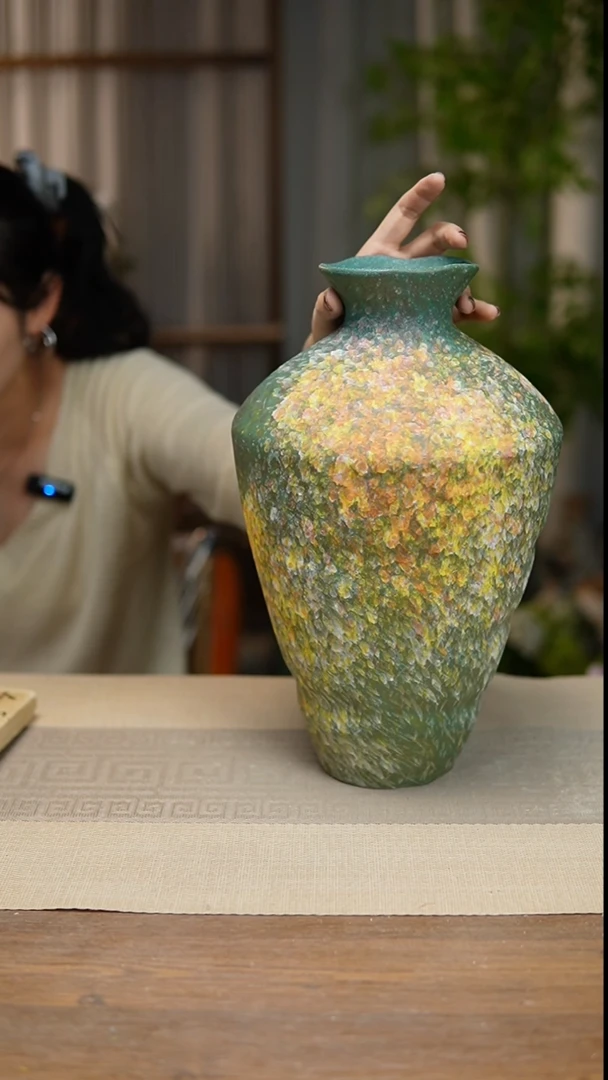 异形花器涂鸦绿高脚