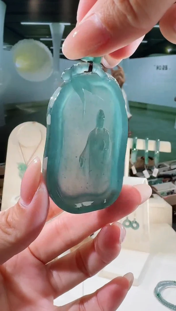 翡翠未镶嵌吊坠(不含链)纯天然A货翡翠  观音