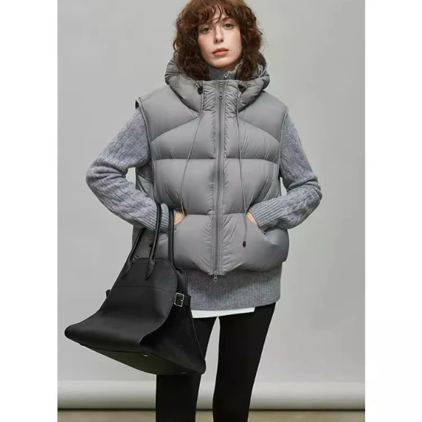 2025秋冬季欧美气质马甲宽松短款泡芙背心