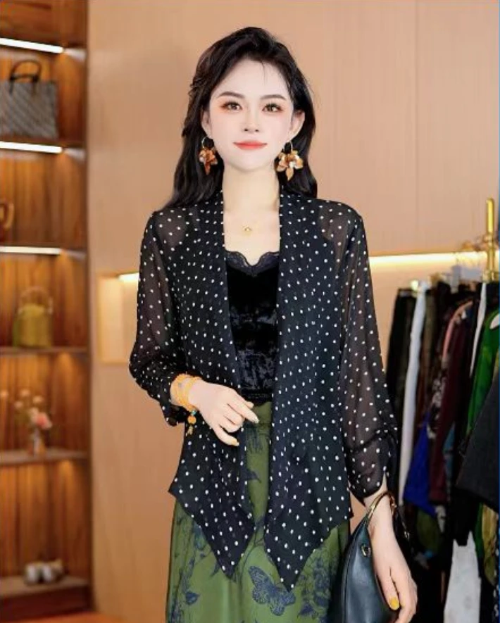 7115-3【防晒波点】女士气质小衫