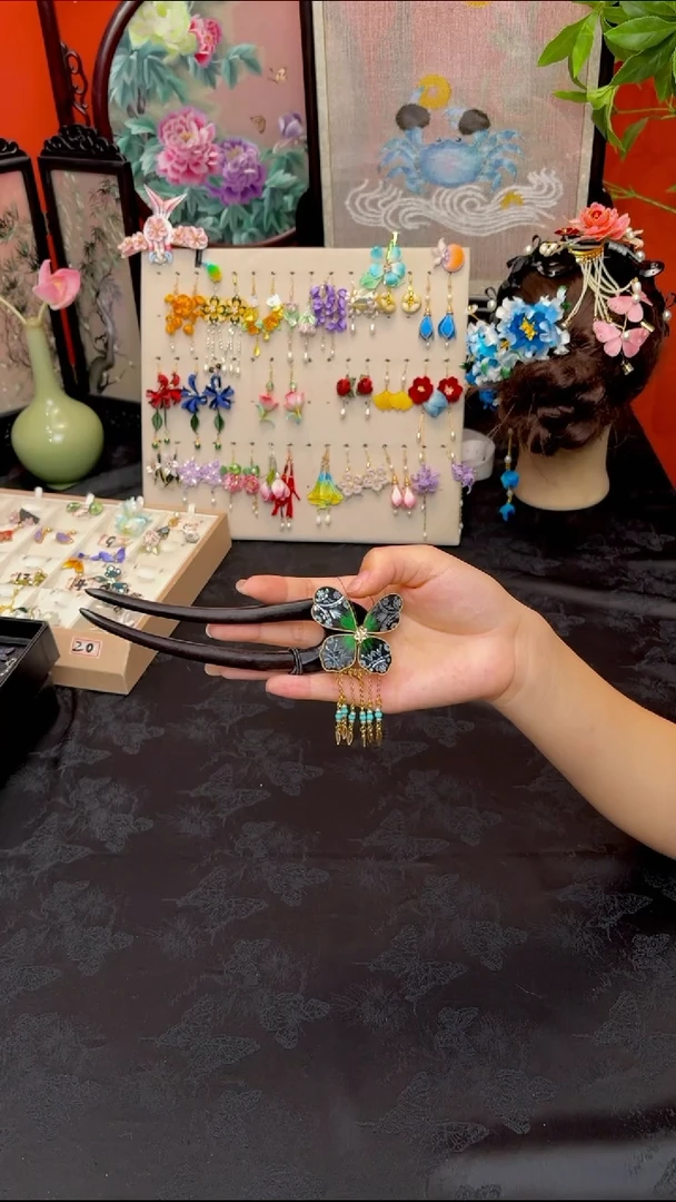 刺绣0***柒非遗绒花苏绣饰品